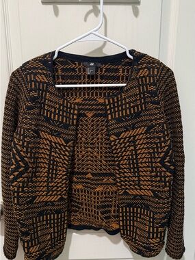 H&M Black and Brown Patterned Knit Cardigan
